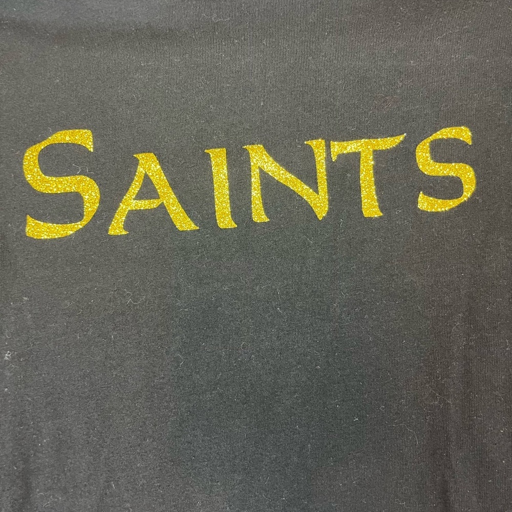 Wonder Nation Boys Girls Black Gold Glitter Saints Graphic Long Sleeve Tee M 7-8 - Picture 2 of 4